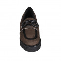 Woman's mocassin with chain in brown and black suede heel 4 - Available sizes:  32, 44, 45