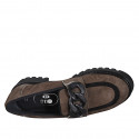 Mocassin pour femmes avec chaîne en daim marron et noir talon 4 - Pointures disponibles:  44, 45