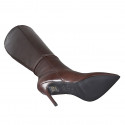 Woman's pointy boot in brown leather with zipper heel 10 - Available sizes:  32, 33, 43
