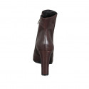 Woman's pointy ankle boot with zipper in dark brown leather heel 10 - Available sizes:  32