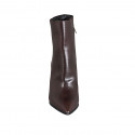 Woman's pointy ankle boot with zipper in dark brown leather heel 10 - Available sizes:  32