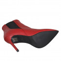Woman's pointy ankle boot with elastic bands in red leather with heel 10 - Available sizes:  42, 43