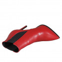 Woman's pointy ankle boot with elastic bands in red leather with heel 10 - Available sizes:  42, 43