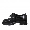 Chaussure derby à lacets pour femmes en cuir verni noir talon 4 - Pointures disponibles:  45