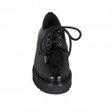 Chaussure derby à lacets pour femmes en cuir verni noir talon 4 - Pointures disponibles:  45