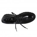 Zapato derby con cordones para mujer en charol negro tacon 4 - Tallas disponibles:  45