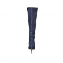 Woman's pointy boot in blue suede with zipper heel 10 - Available sizes:  42