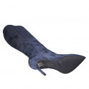 Woman's pointy boot in blue suede with zipper heel 10 - Available sizes:  42