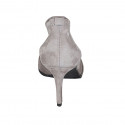 Woman's pointy highfronted shoe in gray suede and elastic material heel 8 - Available sizes:  32, 33, 42, 43, 44