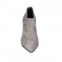 Woman's pointy highfronted shoe in gray suede and elastic material heel 8 - Available sizes:  32, 33, 42, 43, 44