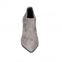 Zapato alto a punta para mujer en gamuza y material elastico gris tacon 8 - Tallas disponibles:  32, 33, 42, 43, 44