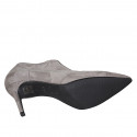 Chaussure haute à bout pointu pour femmes en daim et materiau élastique gris talon 8 - Pointures disponibles:  32, 33, 42, 43, 44