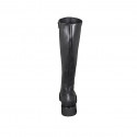 Woman's boot with zipper in black smooth leather heel 4 - Available sizes:  33, 42, 43, 44