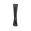Woman's boot with zipper in black smooth leather heel 4 - Available sizes:  33, 42, 43, 44