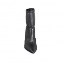 Botines puntiagudos para mujer en piel y material elastico negro tacon cuadrado 10 - Tallas disponibles:  34, 43, 44