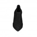 Scarpa accollata a punta da donna in camoscio e elasticizzato nero tacco 8 - Misure disponibili: 32, 33, 42, 43, 46