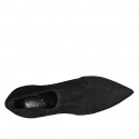Zapato alto a punta para mujer en gamuza y material elastico negro tacon 8 - Tallas disponibles:  32, 33, 42, 43, 46