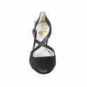 Dancing shoes with crossed strap in black leather heel 8 - Available sizes:  32, 33, 34, 43, 44