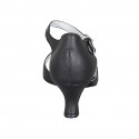 Zapato de baile con cinturon al tobillo en piel negra tacon 6 - Tallas disponibles:  42, 43