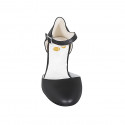 Zapato de baile con cinturon al tobillo en piel negra tacon 6 - Tallas disponibles:  32, 33, 42, 43, 44