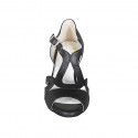 Chaussure de danse avec courroie en cuir noir talon 6 - Pointures disponibles:  32, 33, 34, 42, 43, 44