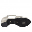 Scarpa da ballo con cinturino in pelle laminata platino e camoscio beige stampato platino tacco 4 - Misure disponibili: 32, 33, 34, 42, 43, 44