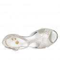 Dancing shoes with strap in platinum laminated leather and printed beige suede heel 4 - Available sizes:  32, 33, 34, 42, 43, 44