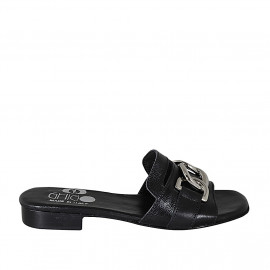 Sabot con catena in pelle nera tacco 2 - Misure disponibili: 32