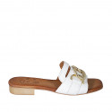 Woman's mule with chain in white leather heel 2 - Available sizes:  42