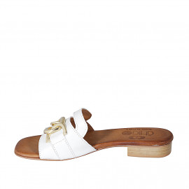 Sabo para mujer con cadena en piel blanca tacon 2 - Tallas disponibles:  42 2