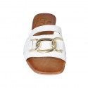 Woman's mule with chain in white leather heel 2 - Available sizes:  32, 33, 42, 43, 44