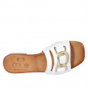 Woman's mule with chain in white leather heel 2 - Available sizes:  42