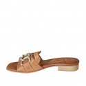 Woman's mule with chain in cognac brown leather heel 2 - Available sizes:  42