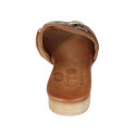 Woman's mule with chain in cognac brown leather heel 2 - Available sizes:  42