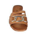 Woman's mule with chain in cognac brown leather heel 2 - Available sizes:  42