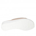 Woman's open mule with elastic band in nude leather wedge heel 4 - Available sizes:  34, 42, 43, 44