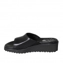 Woman's mule with elastic band in black leather wedge heel 4 - Available sizes:  43