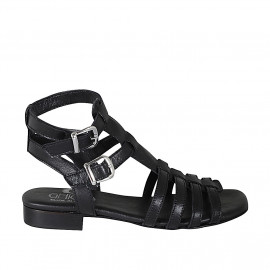 Sandale pour femmes en cuir noir avec courroies talon 2 - Pointures disponibles: 33, 43