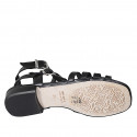 Sandale pour femmes en cuir noir avec courroies talon 2 - Pointures disponibles:  32, 33, 42, 43, 44, 45