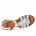 Sandalo da donna con cinturino in pelle bianca stampata mosaico multicolor tacco 2 - Misure disponibili: 32, 33, 42, 43, 44, 45