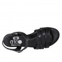 Sandalia para mujer con cinturon en piel negra tacon 2 - Tallas disponibles:  32, 33, 34, 42, 43, 44