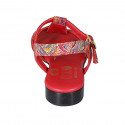 Sandalo da donna con cinturino in pelle rossa stampata mosaico multicolor tacco 2 - Misure disponibili: 32, 43