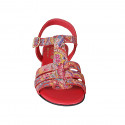 Sandale pour femmes avec courroie en cuir rouge imprimé mosaïque multicouleur talon 2 - Pointures disponibles:  32, 33, 34, 43, 44, 45