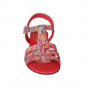 Sandalo da donna con cinturino in pelle rossa stampata mosaico multicolor tacco 2 - Misure disponibili: 32, 33, 34, 43, 44, 45