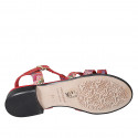 Sandalo da donna con cinturino in pelle rossa stampata mosaico multicolor tacco 2 - Misure disponibili: 32, 33, 34, 43, 44, 45