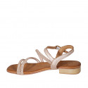 Sandale pour femmes avec courroie en cuir lamé cuivre talon 1 - Pointures disponibles:  32, 33, 34, 42, 43