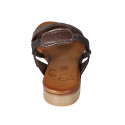 Sandalo da donna in pelle marrone con cinturino elastico tacco 2 - Misure disponibili: 32, 33, 34, 42, 43