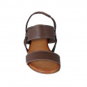 Woman's sandal in brown leather with elastic strap heel 2 - Available sizes:  32, 33, 34, 42, 43, 44, 45
