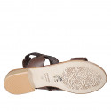Sandale pour femmes en cuir marron avec courroie elastique talon 2 - Pointures disponibles:  32, 33, 34, 42, 43, 44, 45