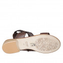 Sandalo da donna in pelle marrone con cinturino elastico tacco 2 - Misure disponibili: 32, 33, 34, 42, 43